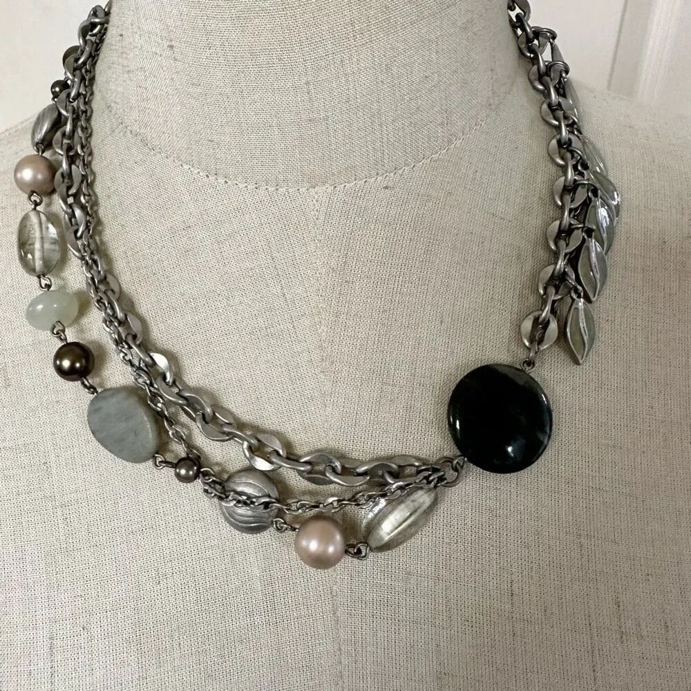 Lia Sophia multi state strand silver tone laborodrite beaded necklace